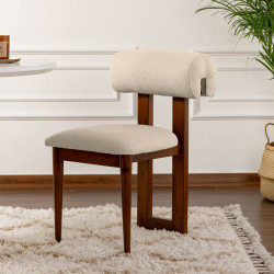 Fauteuil MADURA - Noyer et bouclette Taupe