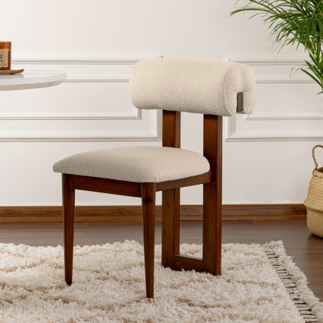 Fauteuil MADURA - Noyer et bouclette Taupe
