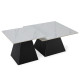 Duo de tables basses LUMA - Pierre marbrée Blanche