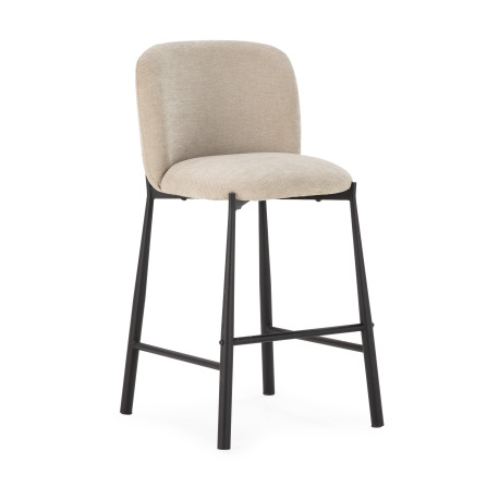 Tabouret HIZY - Toile piquée Beige Sable