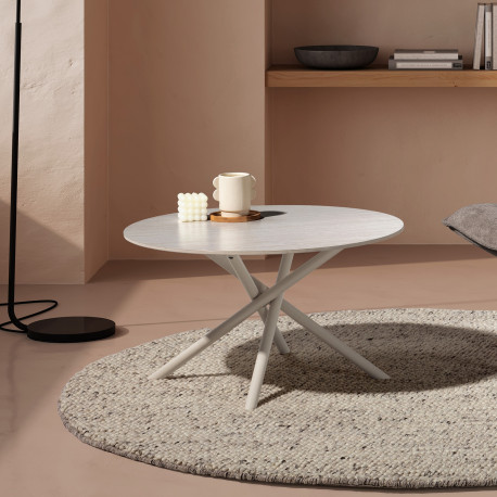 Table basse RIVIANO - Travertine & Cream - 80 cm