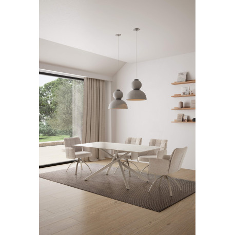 Table à manger RIVIANA - Travertine & Cream - 180 cm