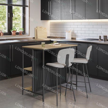 Table de bar MIKI avec rangement - Oak & Black - 100 cm