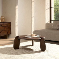 Table basse NASSAU - Bois de noyer massif - 80 cm