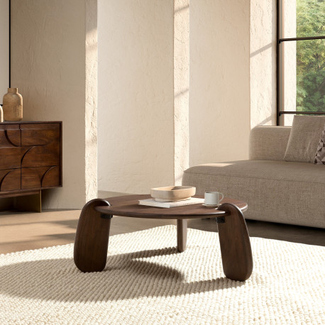 Table basse NASSAU - Bois de noyer massif - 80 cm