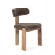 Chaise OLINA - Bois de chêne massif & toile brune