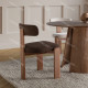 Chaise OLINA - Bois de chêne massif & toile brune
