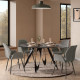 Table à manger ronde VOLTA - Plateau façon ardoise minérale & Pieds métal sculpturaux - 130 cm