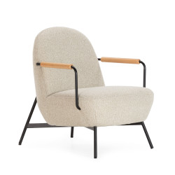 Fauteuil OLAF - Bouclette sable, chêne & acier