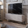 Meuble TV MAKAL - Taupe à façades cannelées - 160 cm