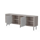 Buffet MAKAL - Taupe à façades cannelées - 200 cm