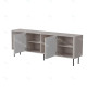 Buffet MAKAL - Taupe à façades cannelées - 200 cm