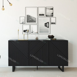 Buffet TATAOUI - Full Black à façades sculptées - 150 cm