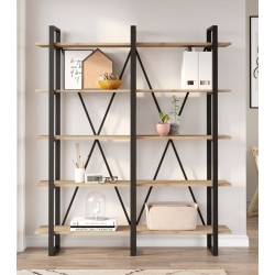 Étagère SANDY - Acier noir & Chêne clair - 147 cm