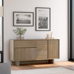 Buffet TOSCA - Chêne miel naturel - 3 portes 1 tiroir - 146 cm