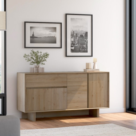 Buffet TOSCA - Chêne miel naturel - 3 portes 1 tiroir - 146 cm