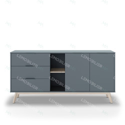 Buffet PISCO - Chêne & Laque vert de gris - 165 cm