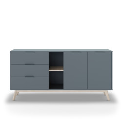 Buffet PISCO - Chêne & Laque vert de gris - 165 cm
