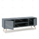 Meuble TV PISCO - Chêne & Laque vert de gris - 140 cm