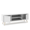 Meuble TV PISCO - Chêne & Laque blanche - 140 cm