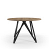 Table à manger ronde DUNA - Plateau noyer & Pieds métal sculpturaux - 130 cm