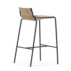 Tabouret de bar MARSALA - Cordage naturel tressé & Acier noir