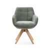 Fauteuil pivotant OLIVA - Toile piquée vert sauge & Chêne massif