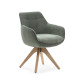 Fauteuil pivotant OLIVA - Toile piquée vert sauge & Chêne massif