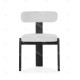 Chaise OLINA - Bois de chêne cerusé noir & Toile gris léger