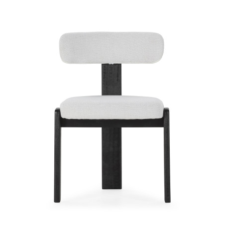 Chaise OLINA - Bois de chêne cerusé noir & Toile gris léger
