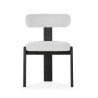 Chaise OLINA - Bois de chêne cerusé noir & Toile gris léger
