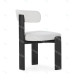Chaise OLINA - Bois de chêne cerusé noir & Toile gris léger