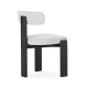 Chaise OLINA - Bois de chêne cerusé noir & Toile gris léger