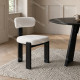 Chaise OLINA - Bois de chêne cerusé noir & Toile gris léger
