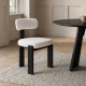 Chaise OLINA - Bois de chêne cerusé noir & Toile gris léger