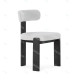 Chaise OLINA - Bois de chêne cerusé noir & Toile gris léger