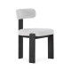 Chaise OLINA - Bois de chêne cerusé noir & Toile gris léger