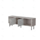 Meuble TV MAKAL - Taupe à façades cannelées - 160 cm