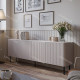 Buffet MAKAL - Taupe à façades cannelées - 200 cm