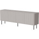 Buffet MAKAL - Taupe à façades cannelées - 200 cm