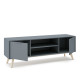 Meuble TV PISCO - Chêne & Laque vert de gris - 140 cm