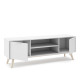 Meuble TV PISCO - Chêne & Laque blanche - 140 cm