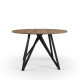 Table à manger ronde DUNA - Plateau noyer & Pieds métal sculpturaux - 130 cm