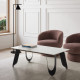 Table basse ARCA - Pierre marbrée blanche - 120 cm