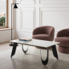 Table basse ARCA - Pierre marbrée blanche - 120 cm