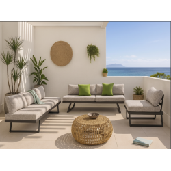 Salon outdoor MILOS modulable - Aluminium anthracite & toile taupe