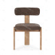 Chaise OLINA - Bois de chêne massif & toile brune