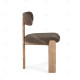 Chaise OLINA - Bois de chêne massif & toile brune