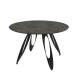 Table à manger ronde VOLTA - Plateau façon ardoise minérale & Pieds métal sculpturaux - 130 cm