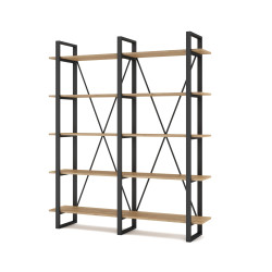 Étagère SANDY - Acier noir & Chêne clair - 147 cm
